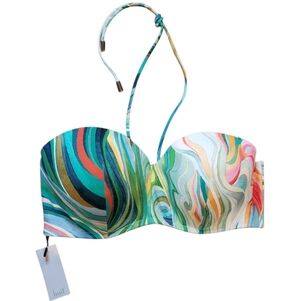 Huit Paris Summer Days Swirl Bandeau Bikini Top  36D NEW